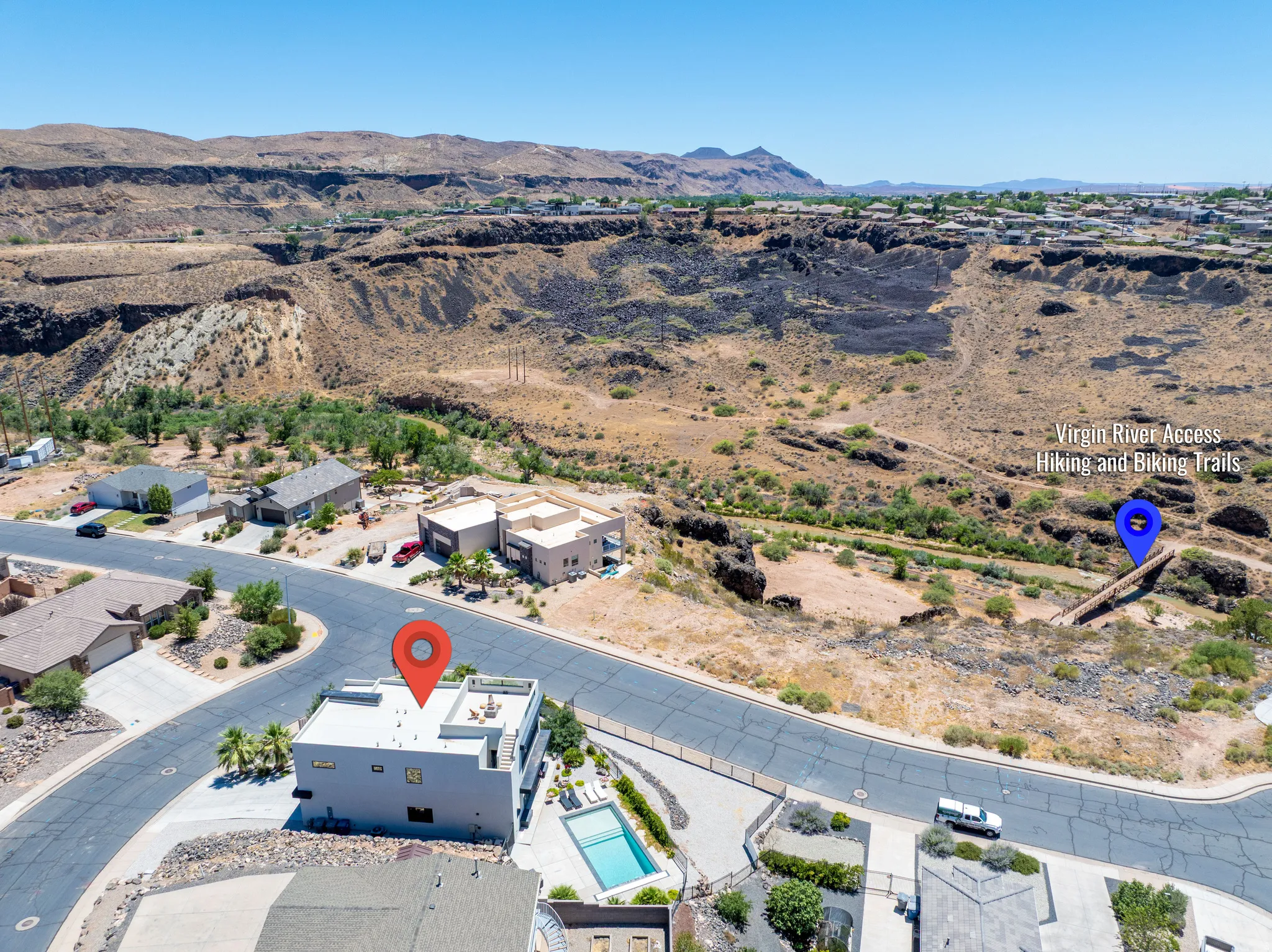 Showing how close this property is to the Virgin River walking and Bike trail
