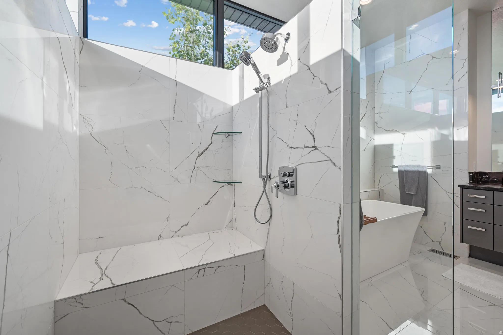 Primary bathroom with large walk-in shower