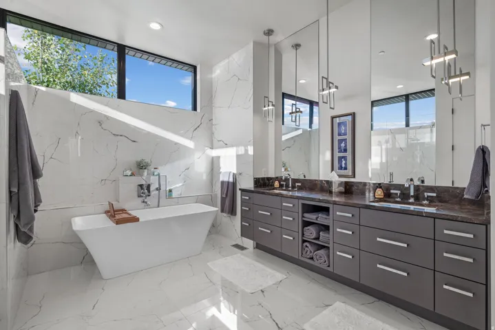 Primary bathroom with freestanding tub