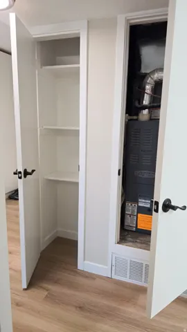 Built-in shelving unit with multiple shelves