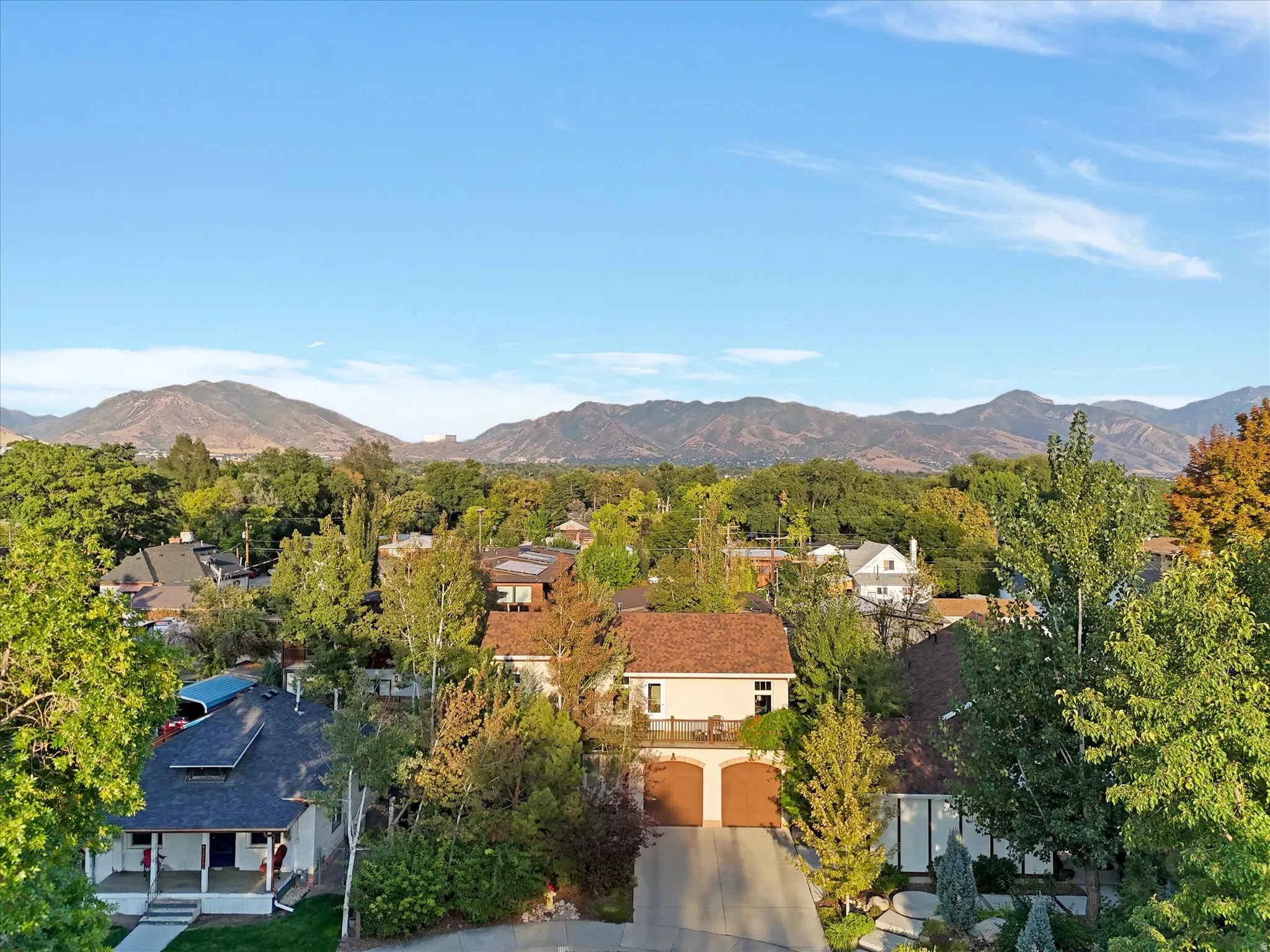View of mountain background with nearby suburban area