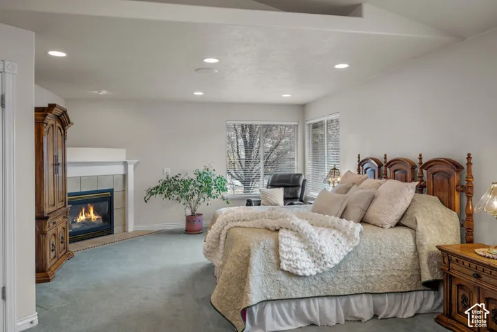 Spacious Primary bedroom with gas fireplace