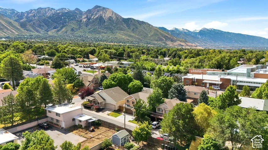 Expansive neighborhood featuring mature trees and a prominent mountain backdrop