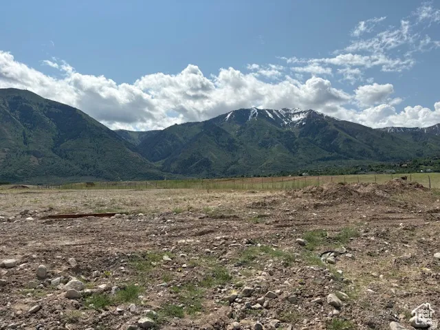 Expansive undeveloped lot featuring a natural terrain and distant mountain backdrop