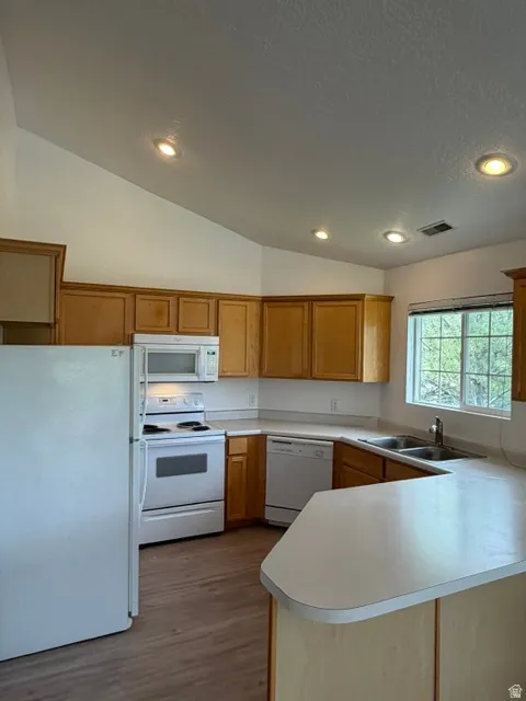 Vaulted ceiling with recessed lighting, brand new LVP floors & fresh paint!