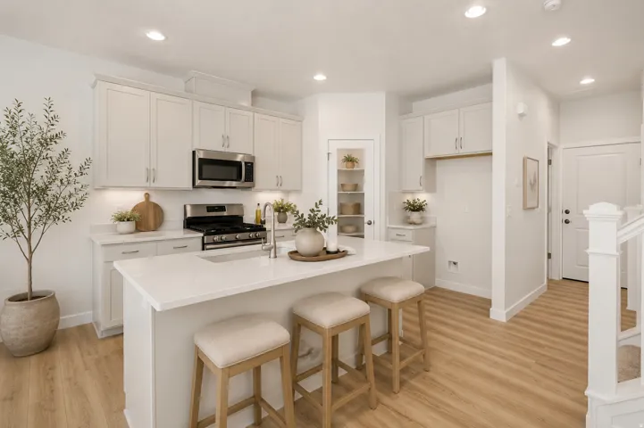 Virtually staged kitchen.