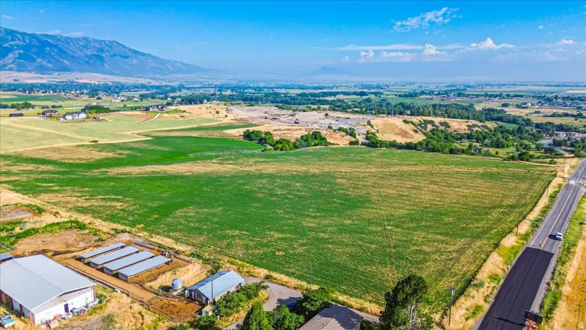 Expansive green fields with distant mountains