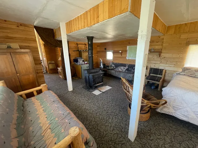 Interior space featuring wood paneling throughout