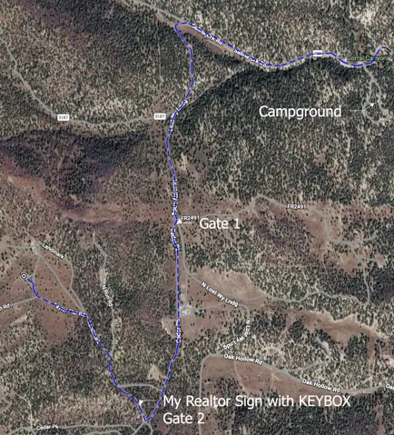 Property Access Map. Illustrating routes and access points including gate locations for the property