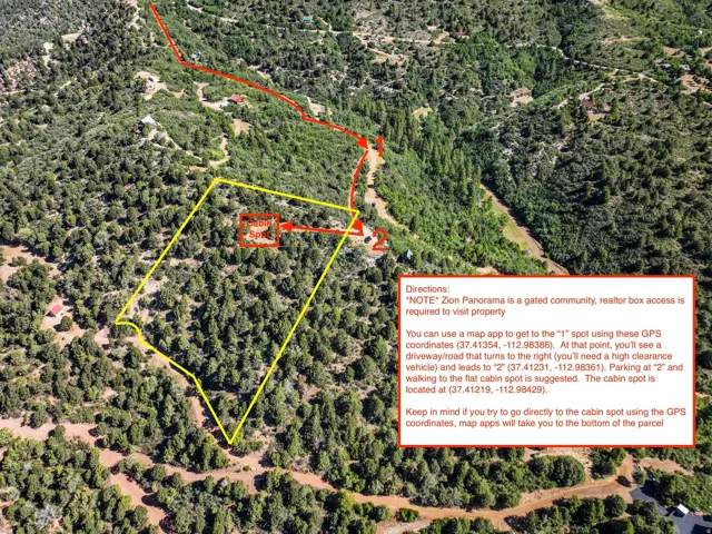 Property Site Map with Directions. Indicating access points and coordinates for the property