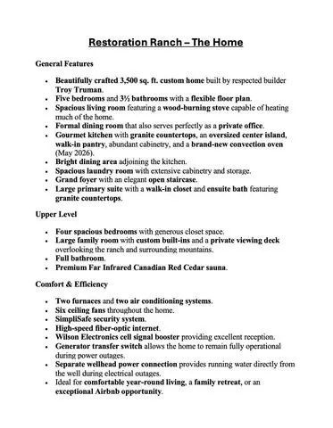 Property Description. Detailing features, amenities, and infrastructure of the property
