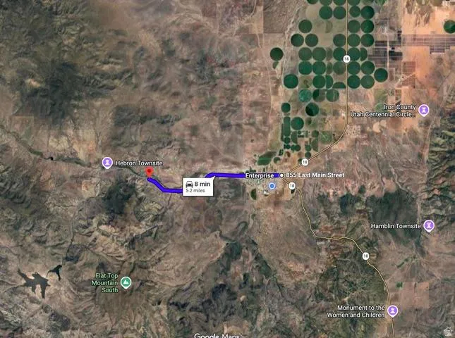 Map. Illustrating a route between two locations and their proximity