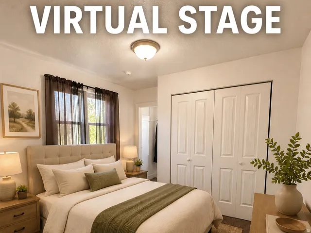Carpeted bedroom featuring a window with natural light, a ceiling-mounted light fixture, and bifold closet doors