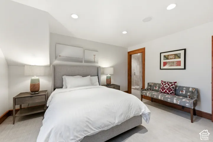 Recessed lighting and wood-finish door frames