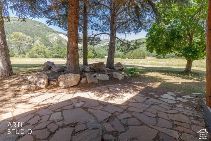 Outdoor patio featuring flagstone paving