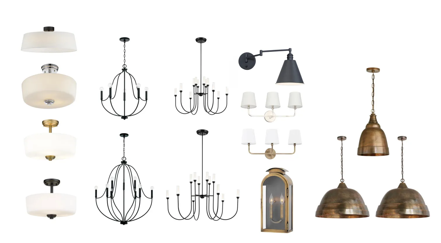 Lighting Fixtures. Illustrating various light fixtures and their respective designs