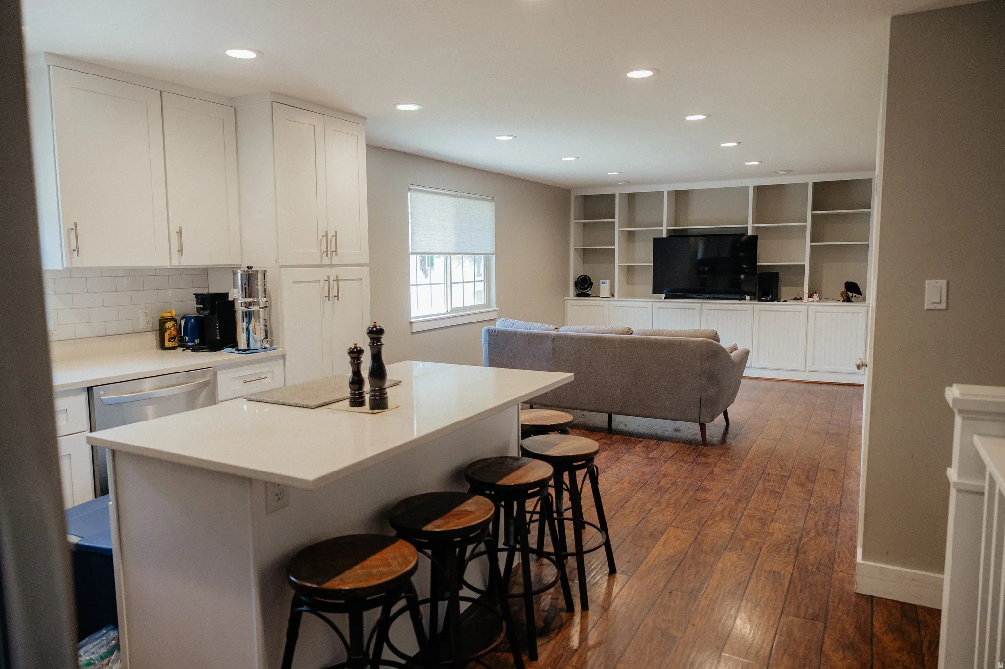 Open-concept living area keeps the family together.  Someone could be cooking and still be a part of the action.