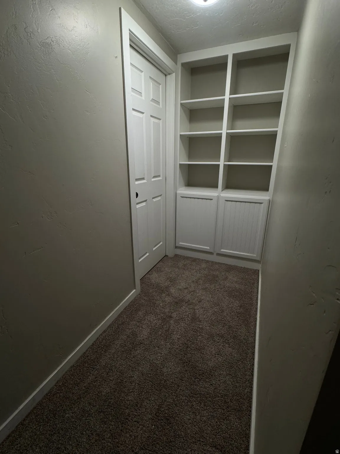 Just as you come downstairs to the basement you are greeted with this all to the left that leads to the 4th bedroom.  The built in cupboards and shelves make the space functional and pretty.