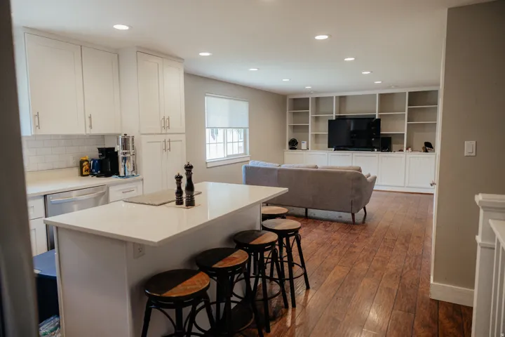 Open-concept living area keeps the family together.  Someone could be cooking and still be a part of the action.