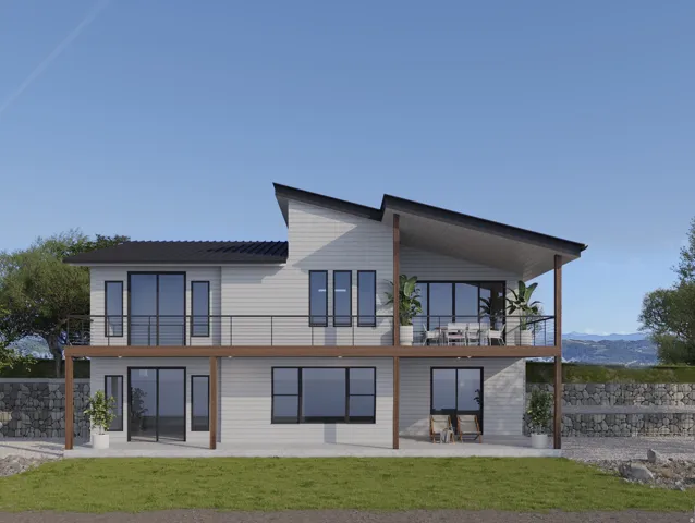 Back of house featuring a patio area, a balcony, and a yard