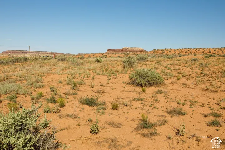 Expansive desert landscape featuring natural arid vegetation and distant mesa formations
