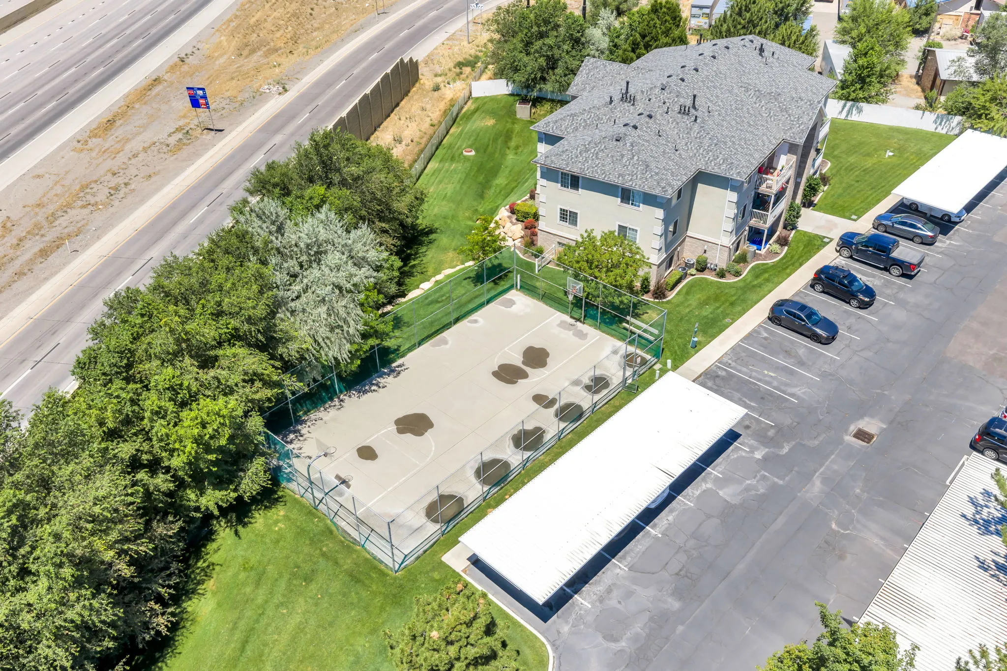 Aerial shot of Basketball area