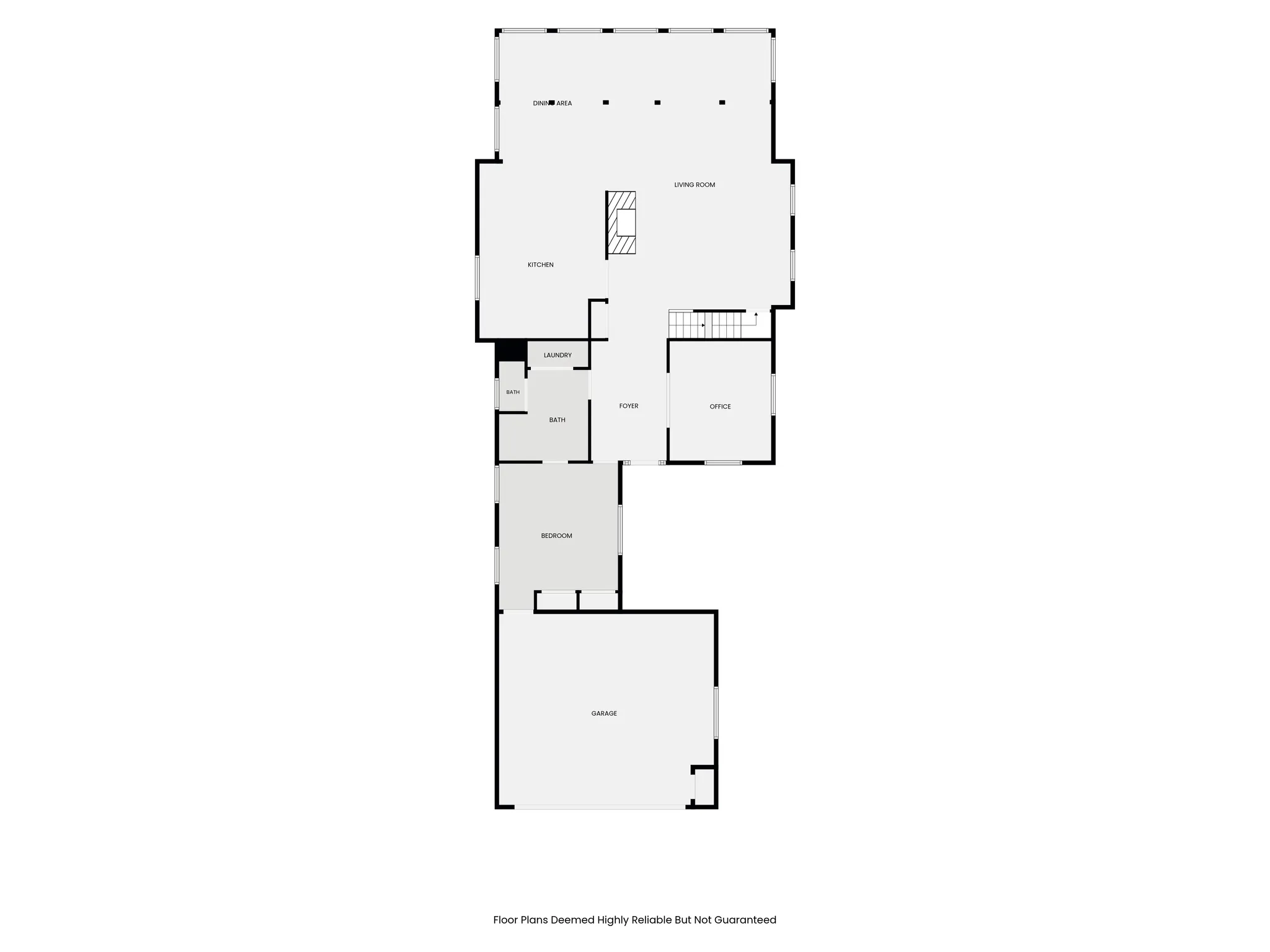 This is the main floor of the home and features 1 bedroom (ONLY 1 on MAIN) and an office, Full Bath, Huge Family Room and Large Dining/Coffee lounge & Office.