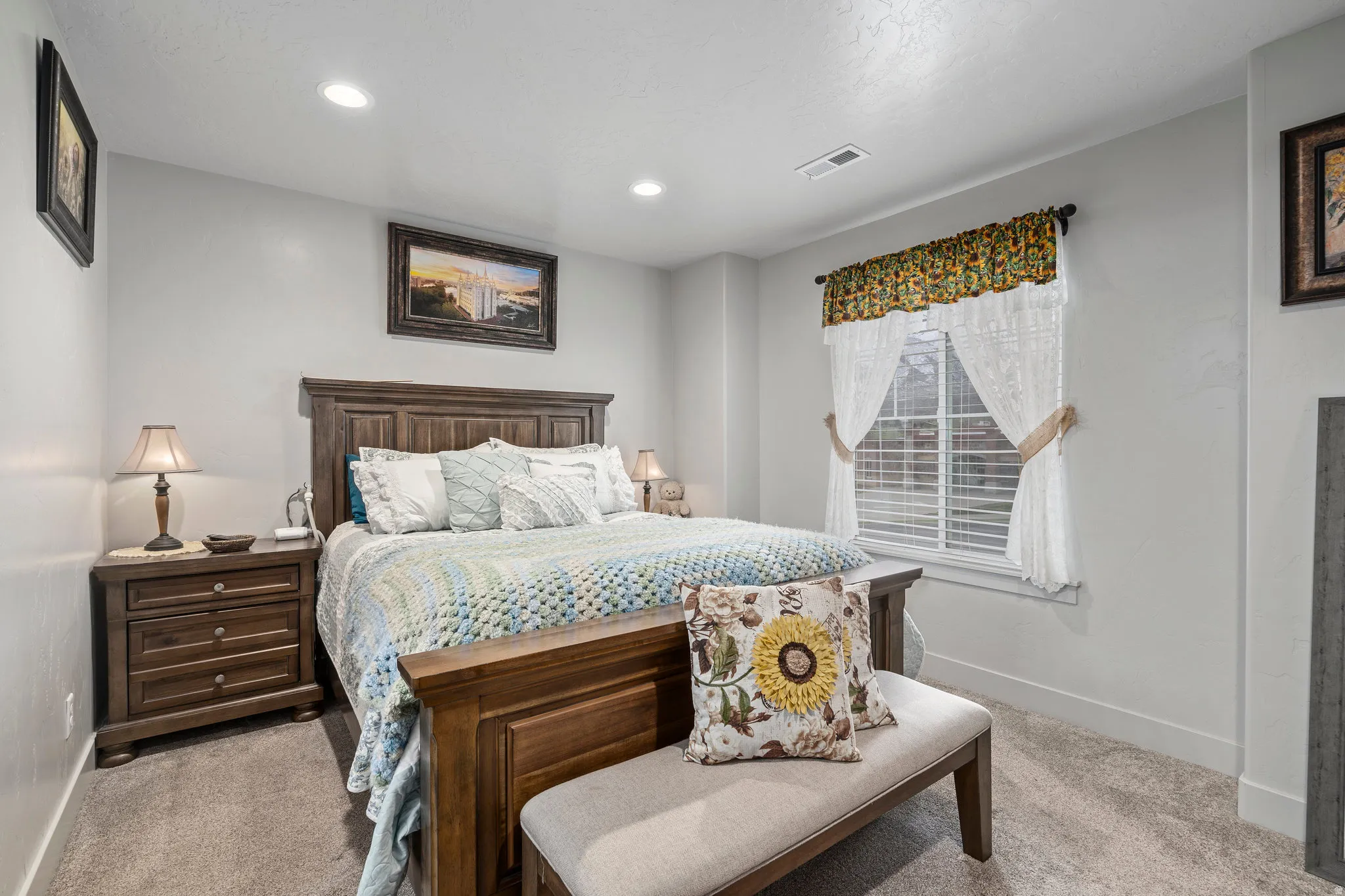 Bedroom featuring gray carpet flooring and light gray painted walls