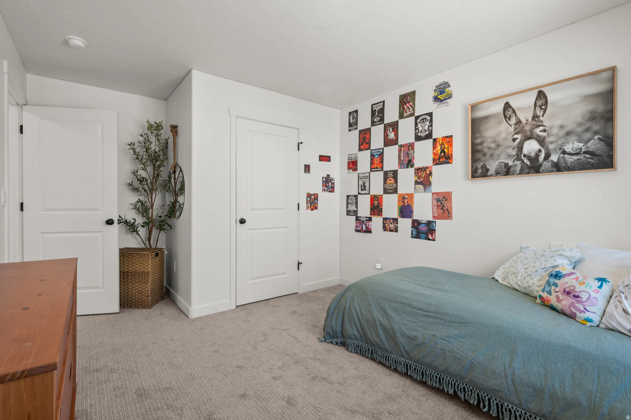 Neutral-toned carpet flooring complementing white walls and trim