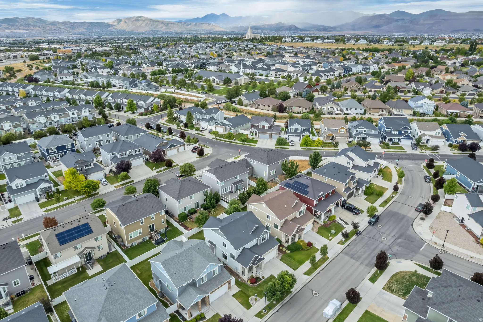 Expansive residential neighborhood featuring diverse architectural styles and well-maintained properties