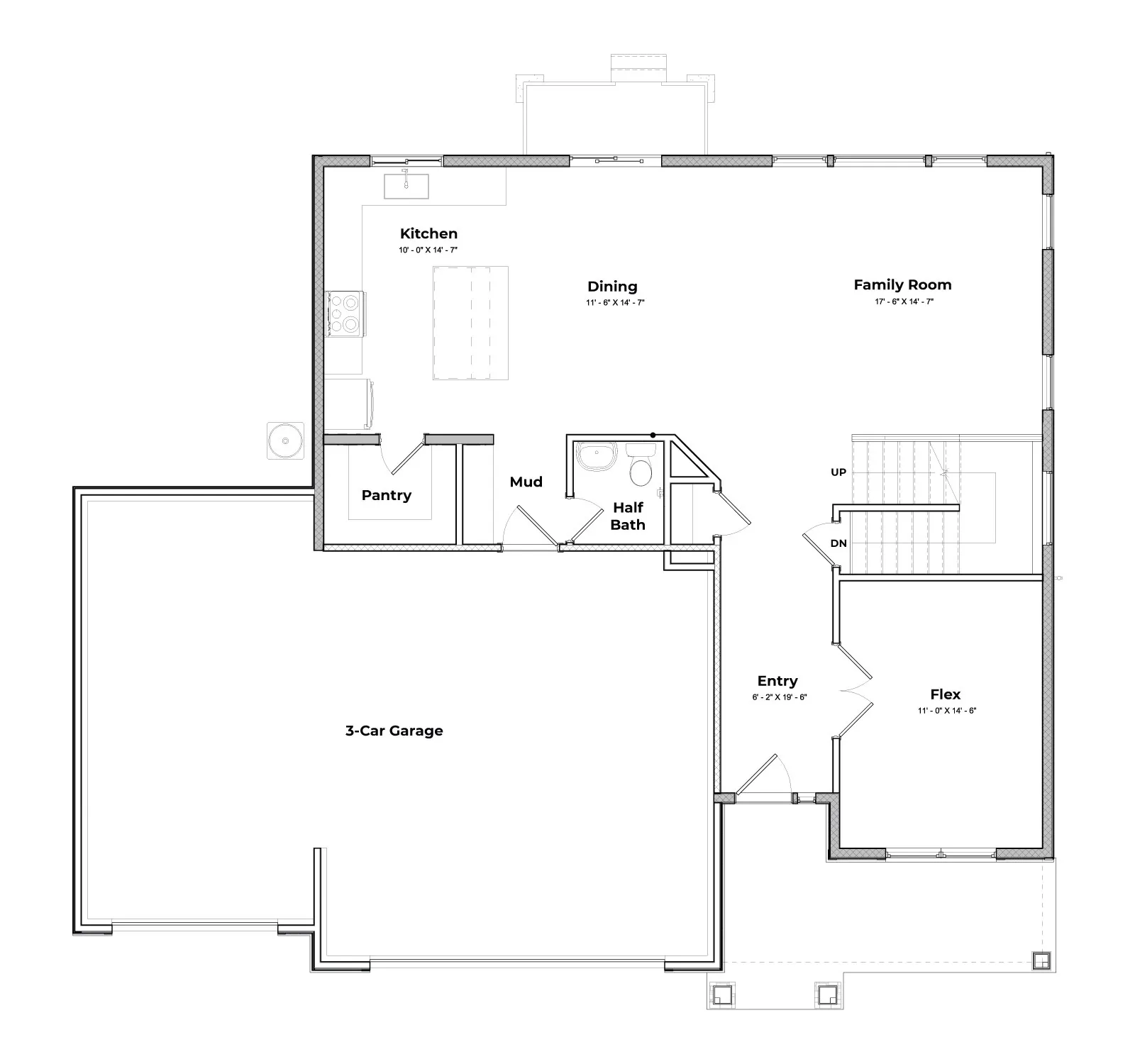 Builder plan. NHome does not have a 3 car garage