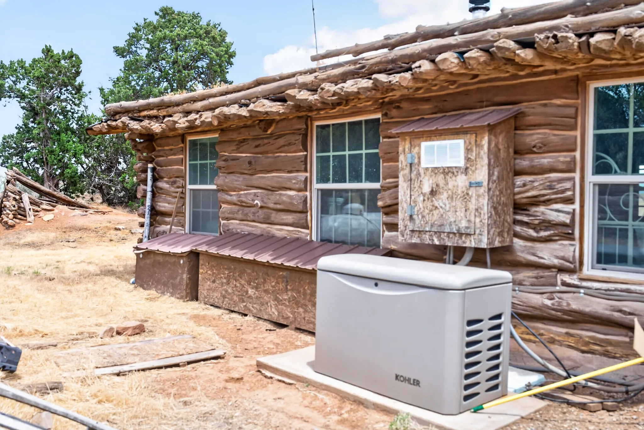 back of log cabin
