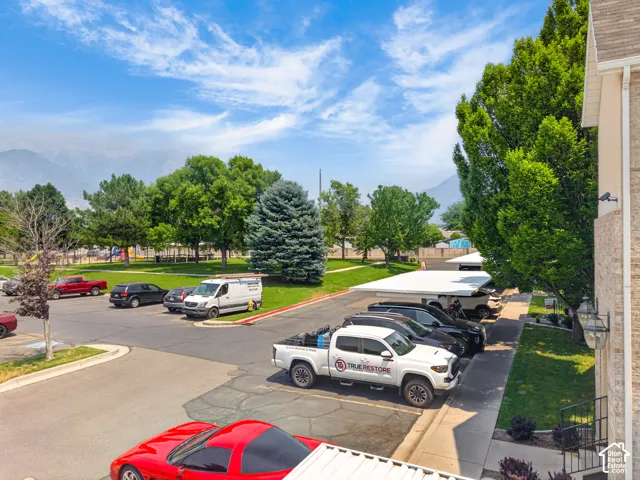 View of the park next to the parking structure