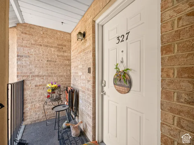 Classic front door on entry porch