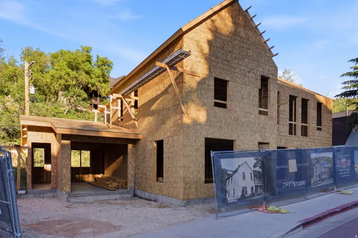 New construction framing with sheathing