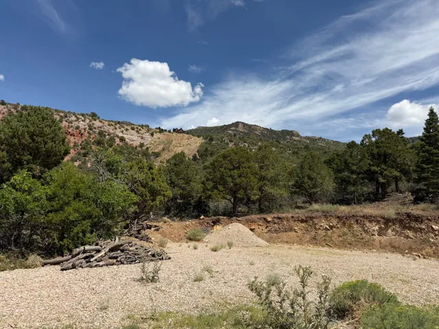 Mountainous terrain with varied vegetation, including mature trees and natural shrubs