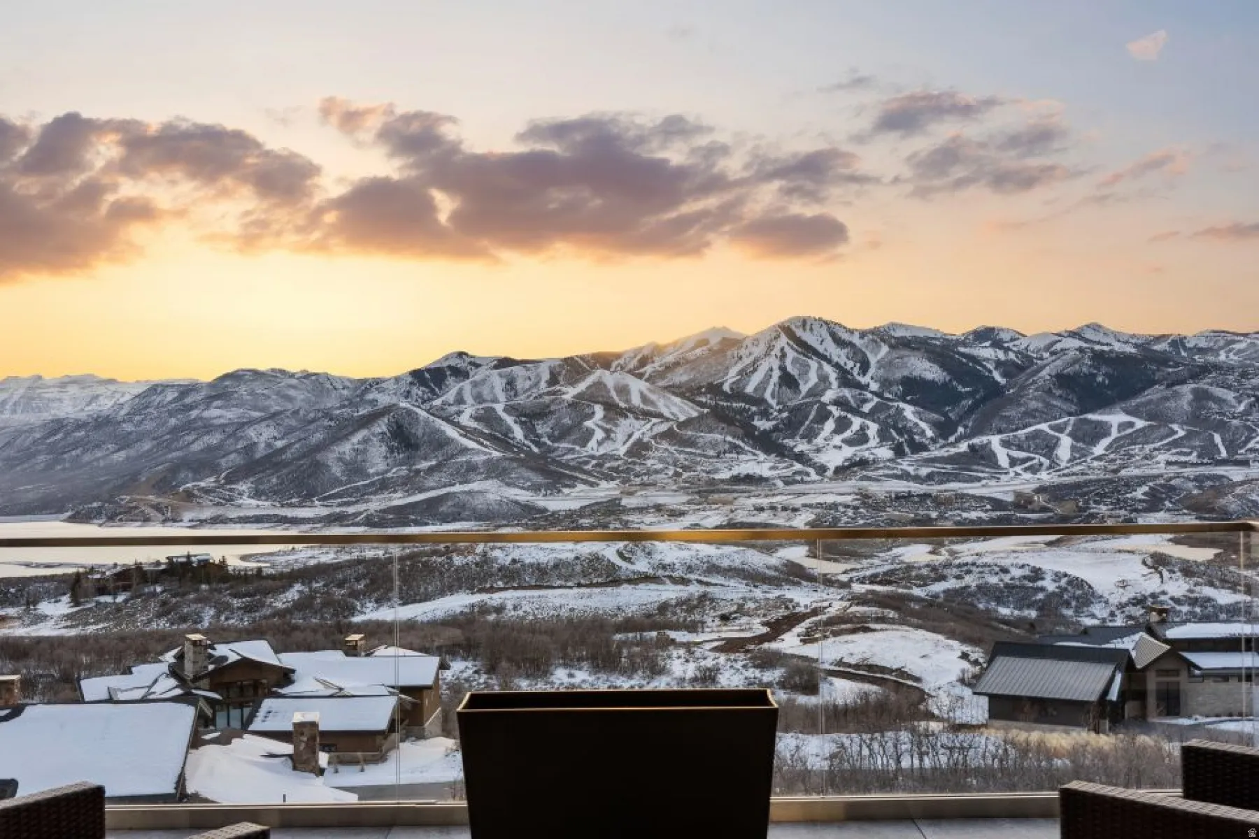 Expansive mountain and lake scenery