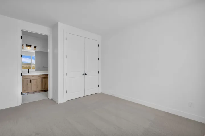 The guest suite showing the closet and bathroom entrance.