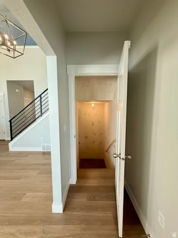 Wood-finish flooring throughout the main level