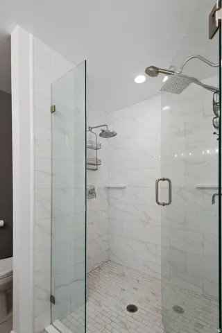 Large 3/4 shower with tile