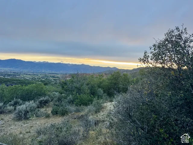 Expansive mountain range backdrop with a verdant valley
