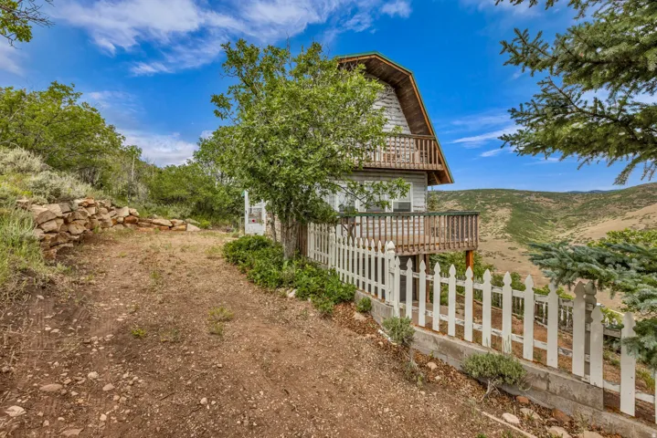 Two  large mature trees, and extra parking next to cabin.