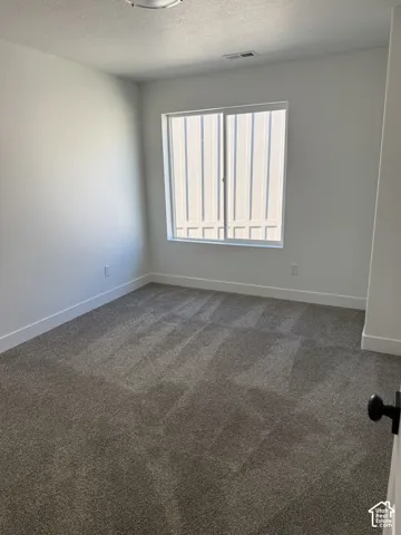 Neutral wall color palette with plush carpeting