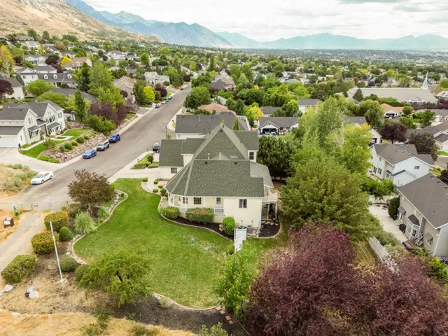 Expansive landscaped property featuring a manicured lawn, established trees, and mature shrubs