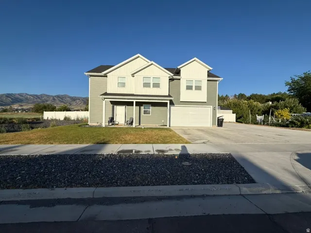 Two-story residence with a two-car garage