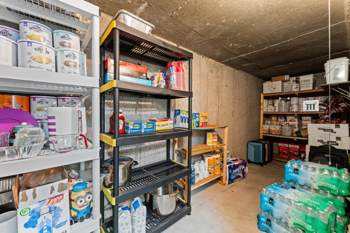Unfinished basement area featuring concrete walls and ceiling