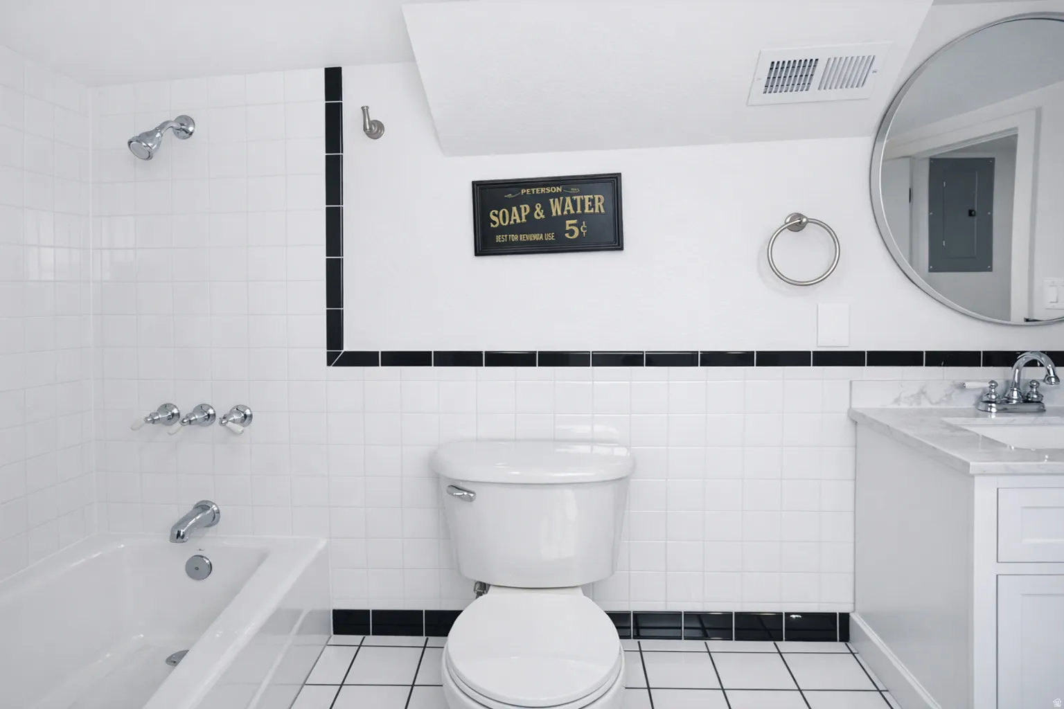 Convenient bathroom on basement level for room 3, recreation/family room and basement kitchen.
