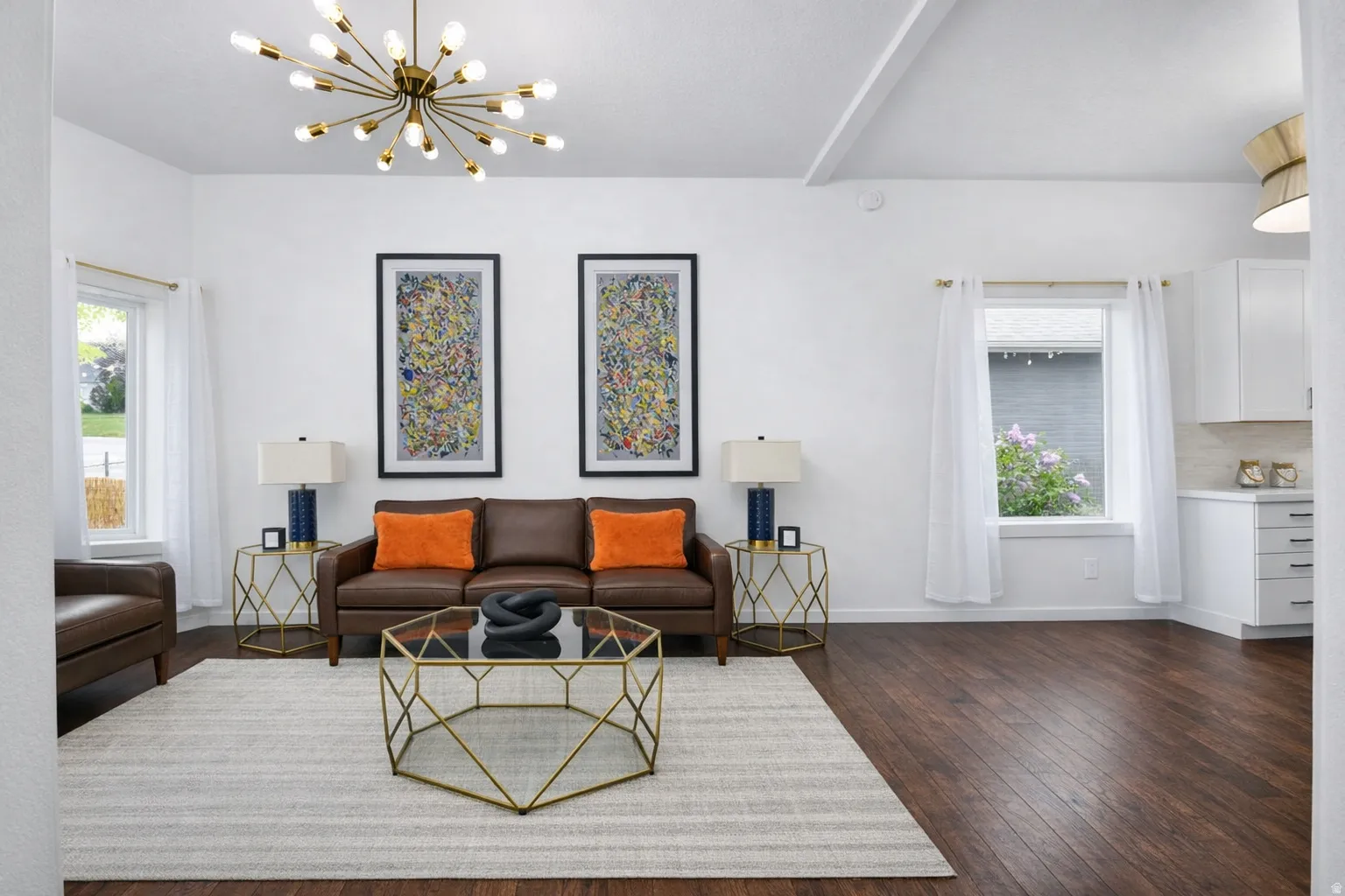 Lots of bright windows and classy new light fixtures