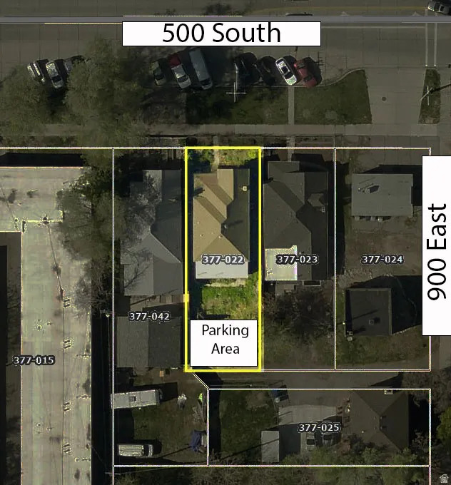 Large parking area in back.