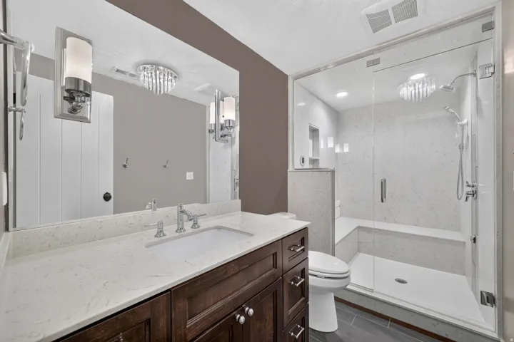 Downstairs bathroom with built in steam shower.